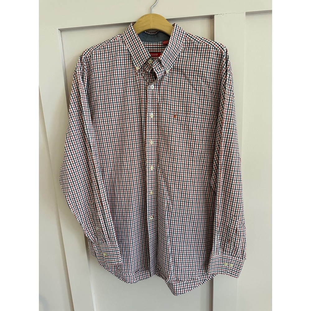 Izod red and white button up